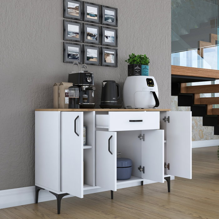 Hanah Home Gabinete Multipropósito Blanco y Nuez